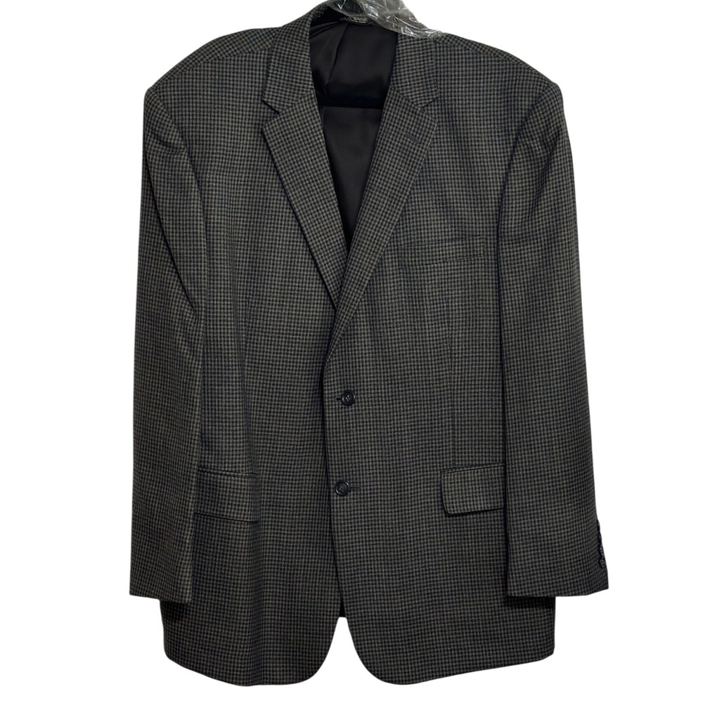 Jos A Bank Travelers Collection Blazer Mens Brown/Gray Houndstooth Wool Fall 46R